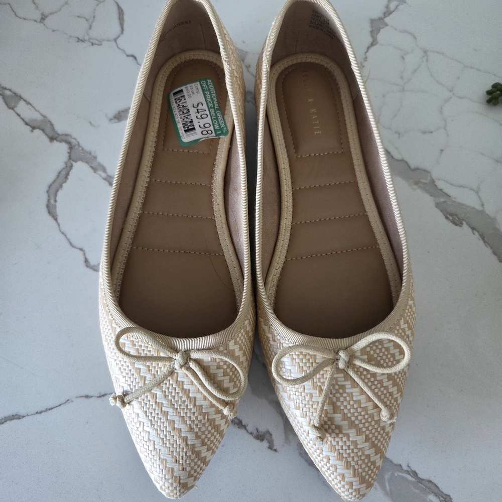 Kelly & Katie Cream Raffia Flats